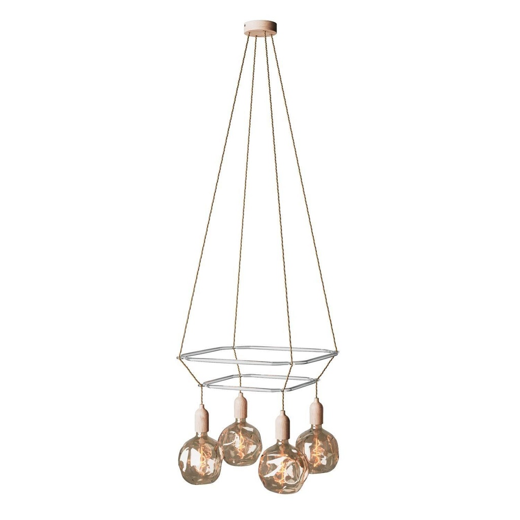 [8050997240073] 2 Cage Chandelier with 4 drops Globo Bumped