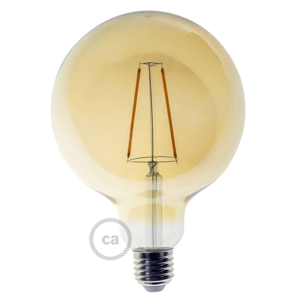 Lampadina LED Dorata Globo G125 filamento Lungo 4W 400Lm E27 2000K