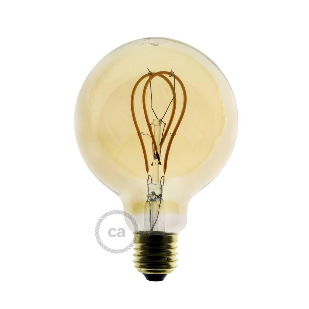 Lampadina LED Dorata Globo G95 filamento Curvo a Doppio Loop 4,5W