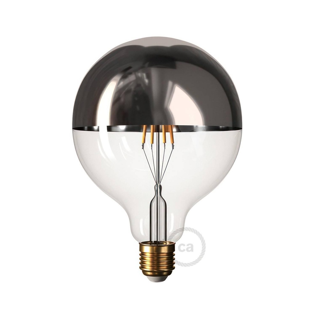 LED Half Sphere Bulb Silver Globe G125 7W 750Lm E27 2700K