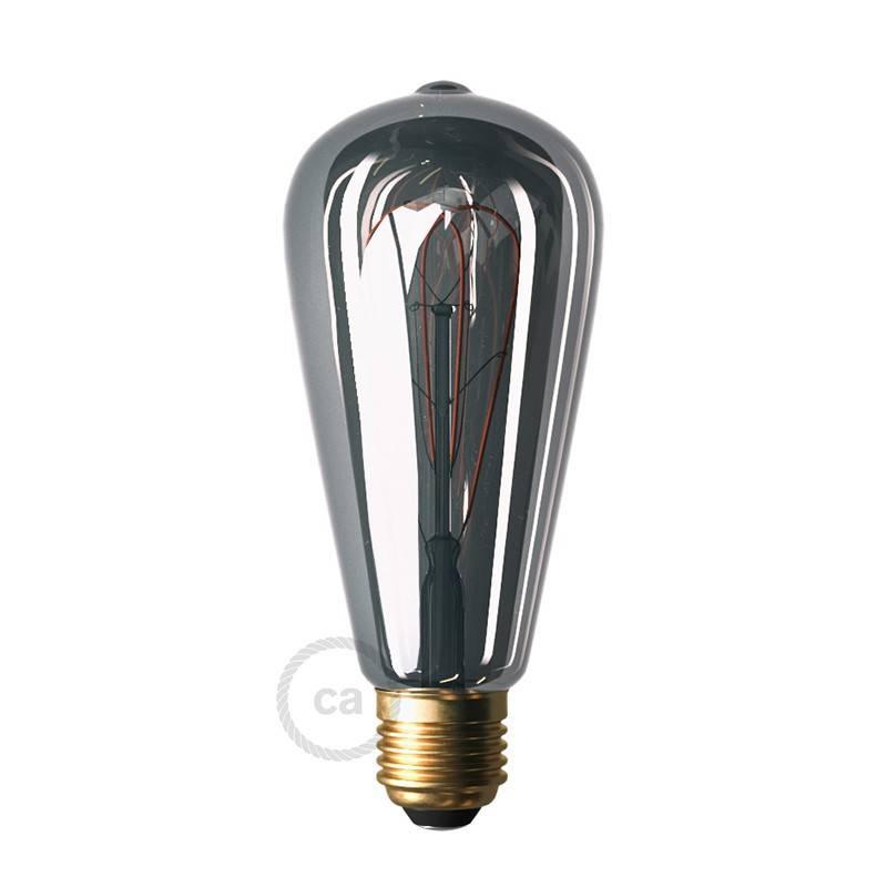LED Bulb Smoky Edison ST64 Curved Filament Double Loop 5W