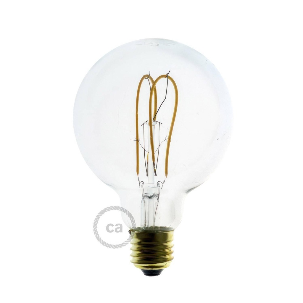 Lampadina LED Trasparente Globo G95 filamento Curvo a Doppio Loop