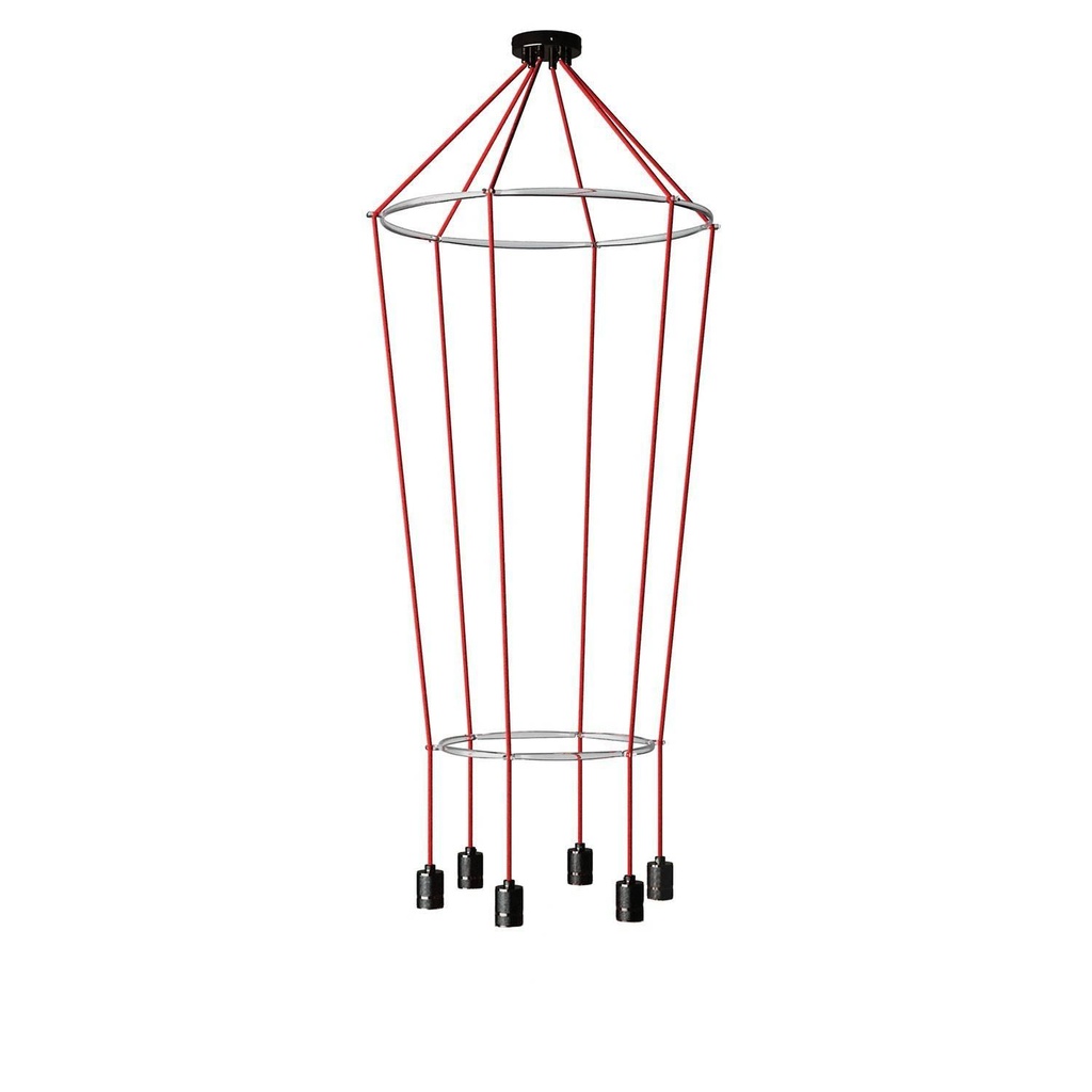 Chandelier 2 Cage with 6 drops Globo