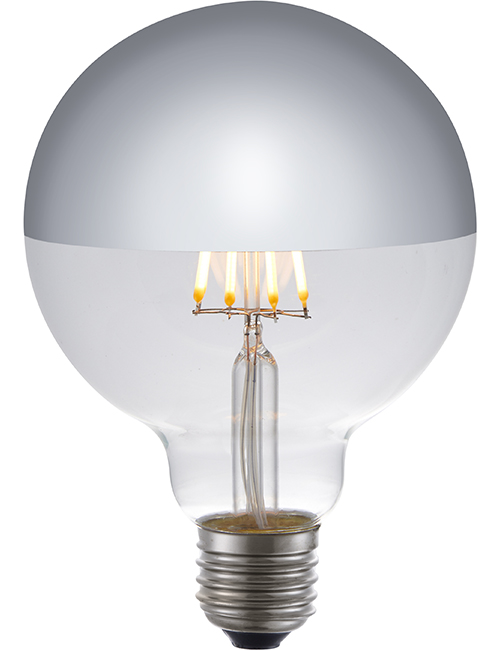Ampoule LED E27 à filament sphérique avec miroir supérieur, L279029012