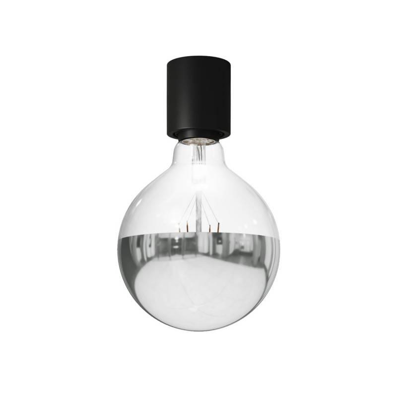 Wall light with visible bulb half sphere silver - Waterproof IP44