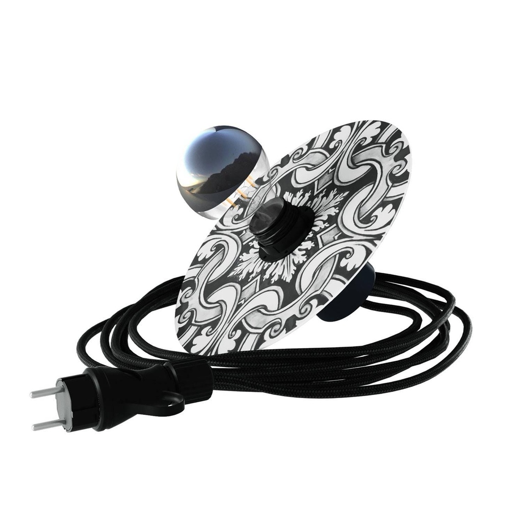 [8,051E+12] Snake Eiva con paralume mini Piatto Ellepì 'Maioliche', lampada