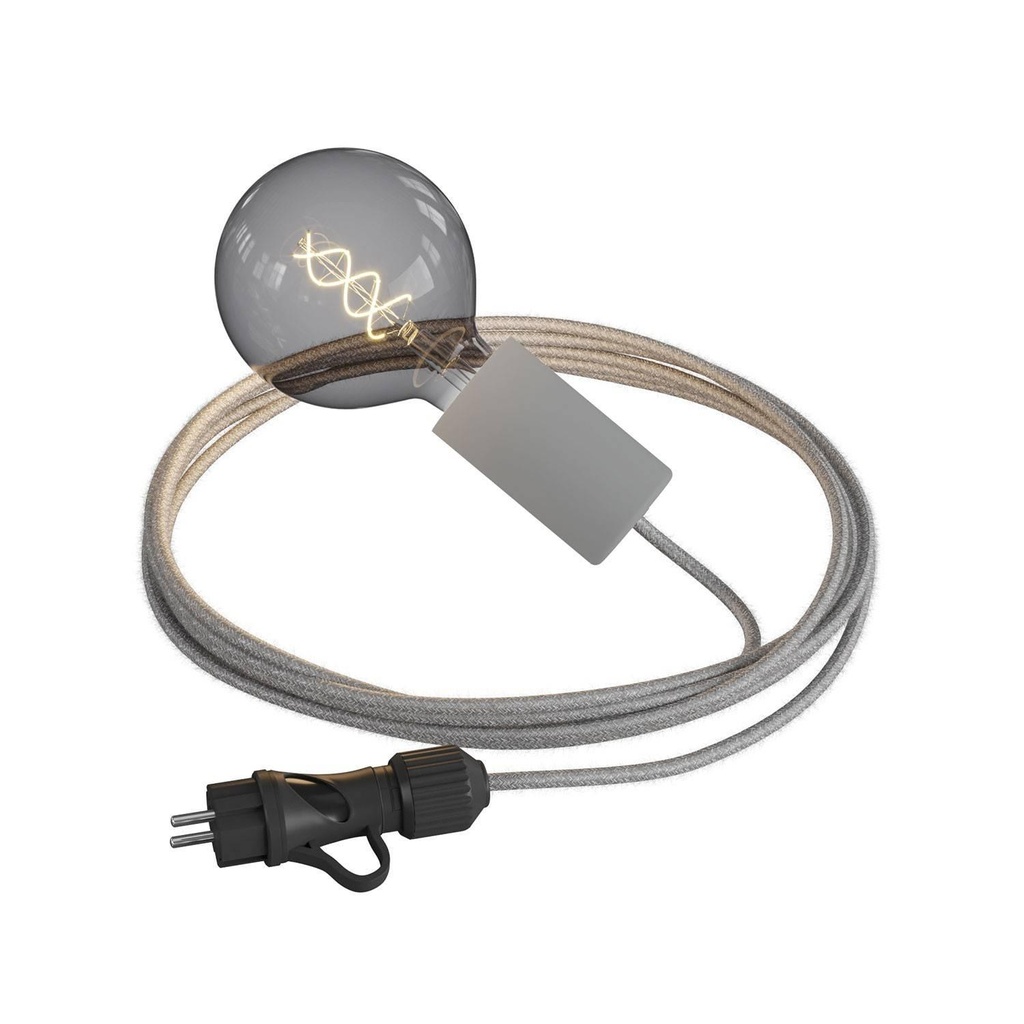 Snake Eiva Elegant, lampada portatile per esterni, 5 m cavo tessile,