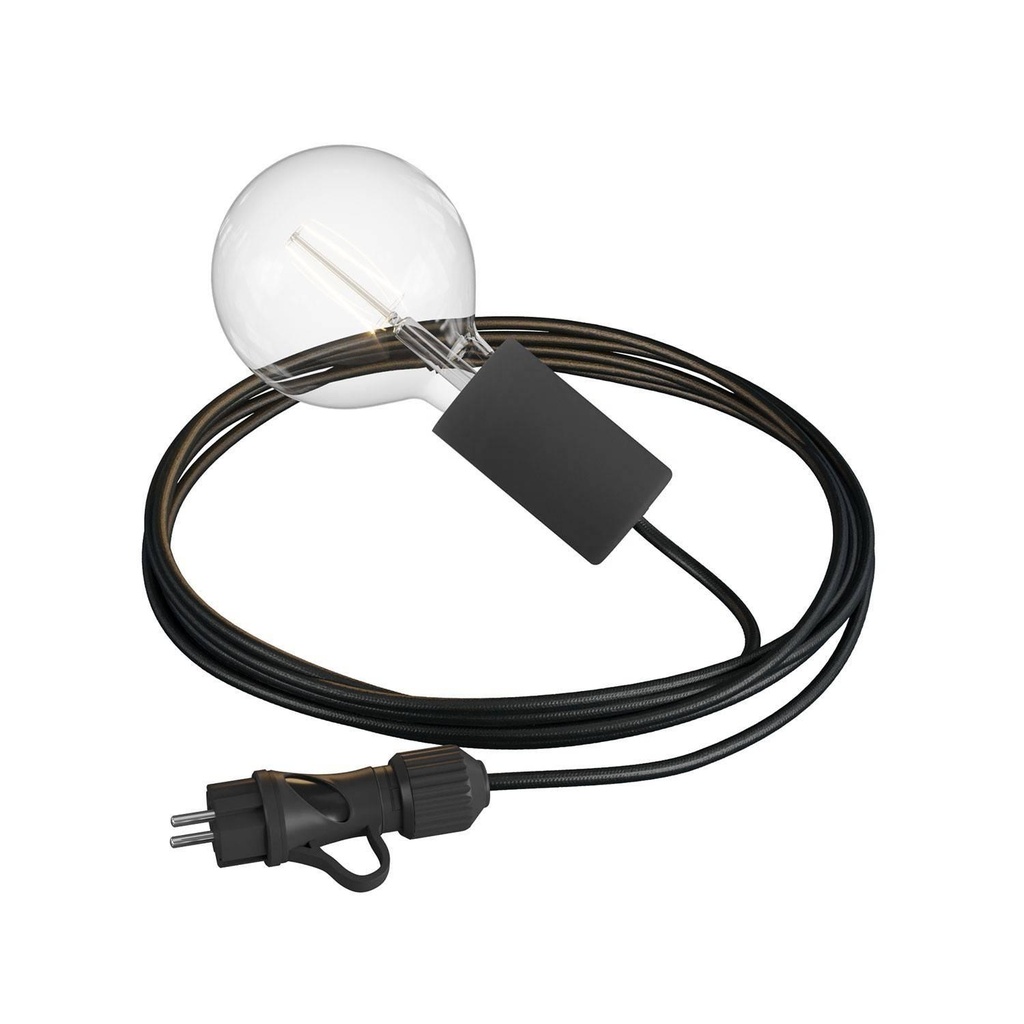 Snake Eiva Elegant, lampada portatile per esterni, 5 m cavo tessile,