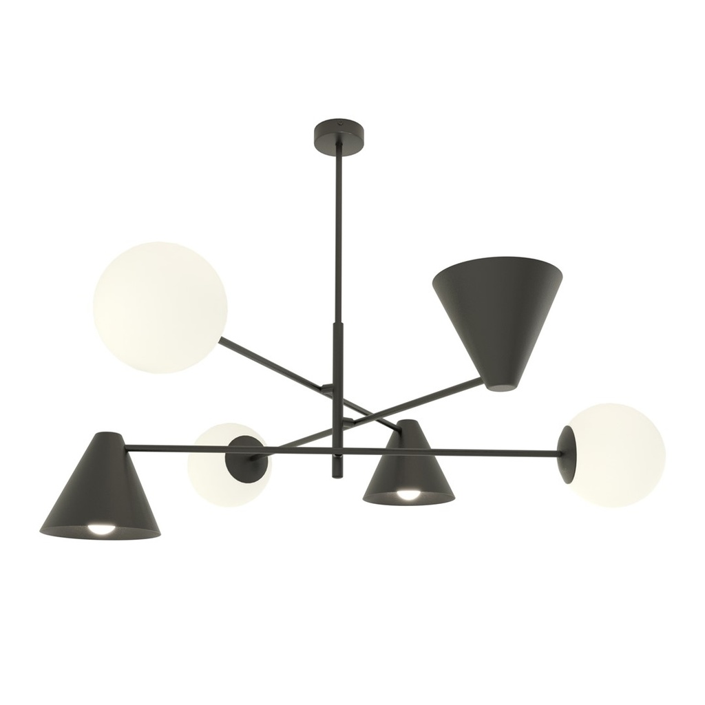 [1347/6] Lampadario Hermes 6 Black