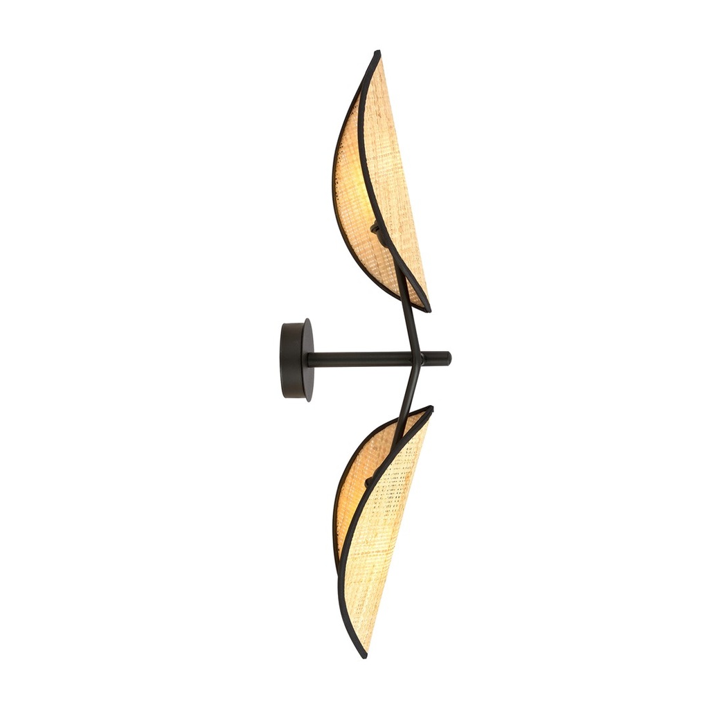 Vene K2 Black/Rattan wall lamp