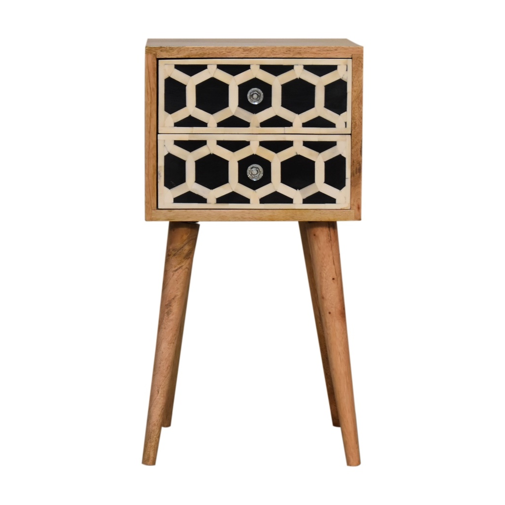 Comodino con 2 cassetti Mini Bone Inlay