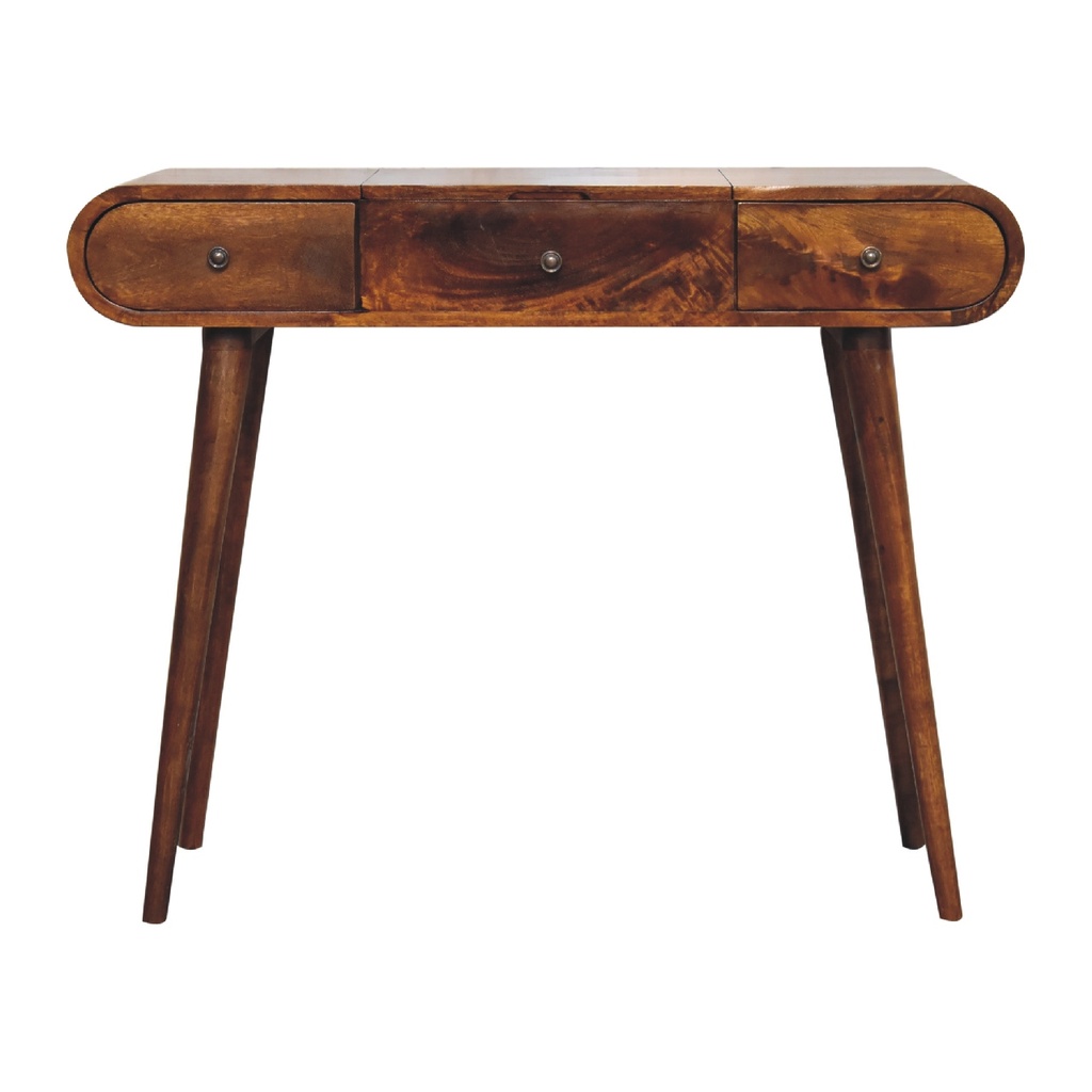 [IN3287] Chestnut Mirror Dressing Table