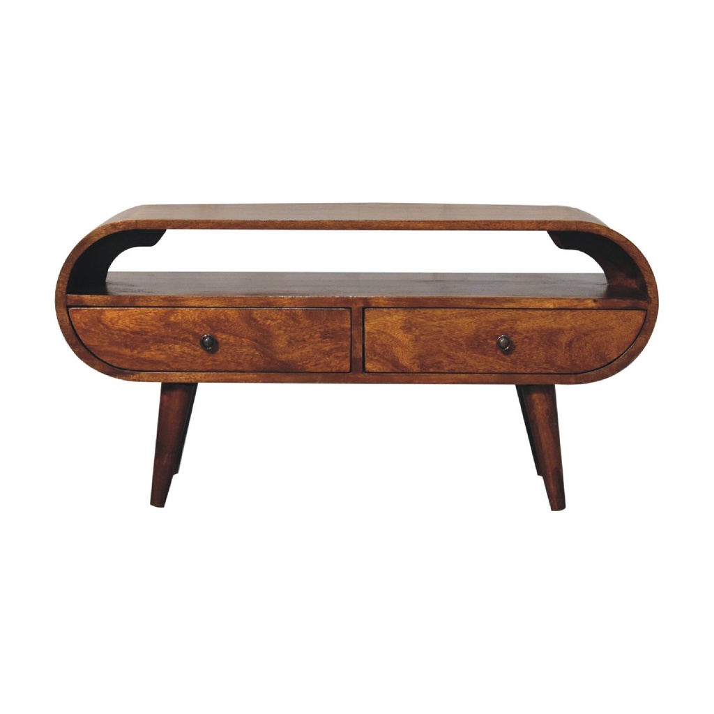 [IN3608] Chestnut Circular TV Stand