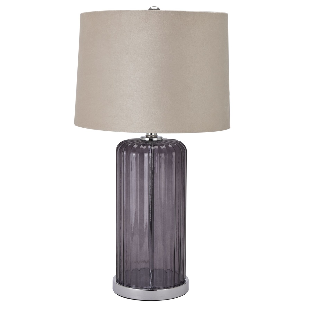 Lampada in vetro metallizzato Alberta con paralume in velluto