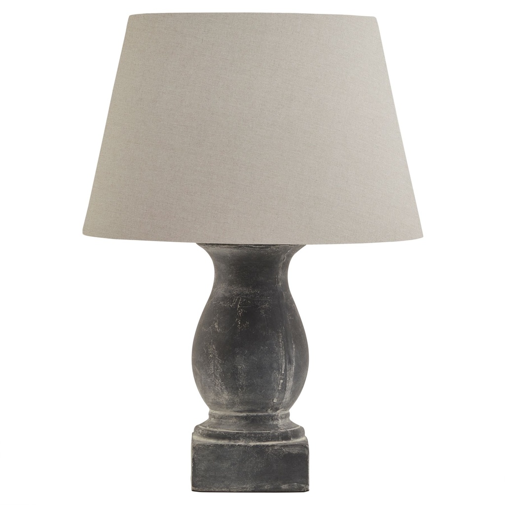 Lampada da tavolo a colonna grigio Amalfi con paralume in lino