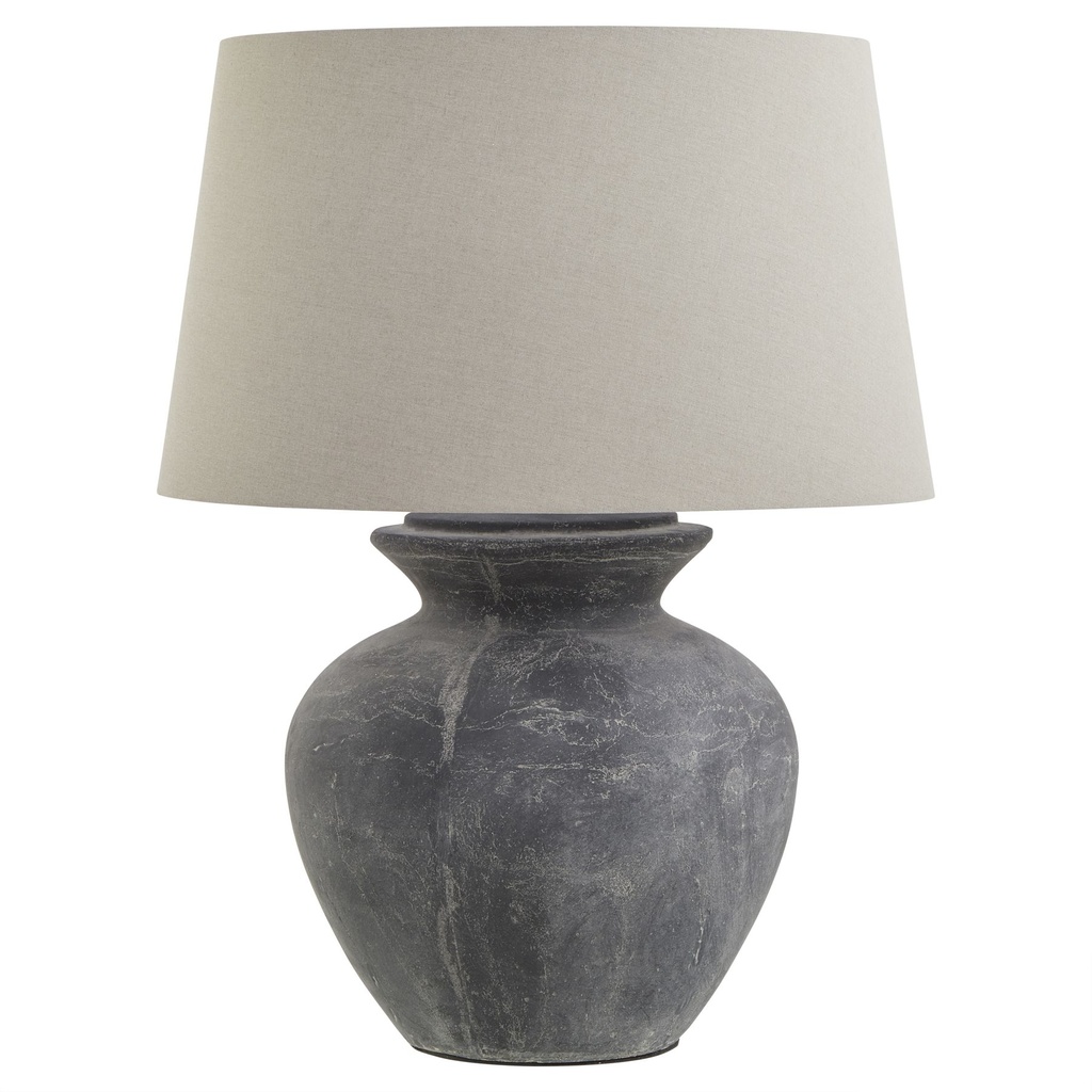 Lampada da tavolo rotonda Amalfi grigia con paralume in lino