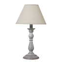 Lampada da tavolo a colonna Augusta con paralume in lino