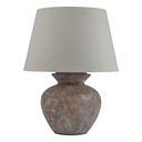 Lampada da tavolo rotonda Siena marrone con paralume in lino