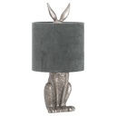 Lampada da tavolo lepre argento con paralume in velluto grigio