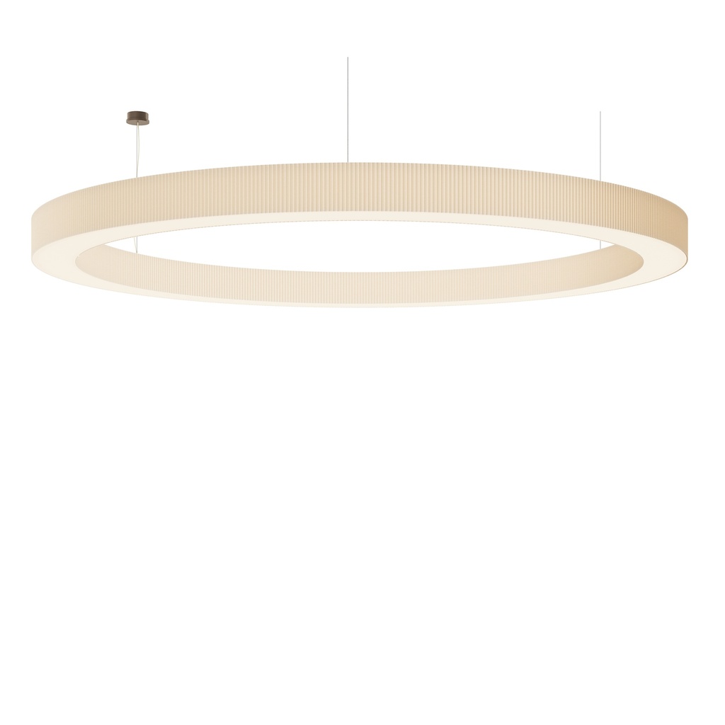 R3 CLEOPATRA Lampadario "Extra Size" con doppio paralume circolare in tessuto pongé plissettato a mano.