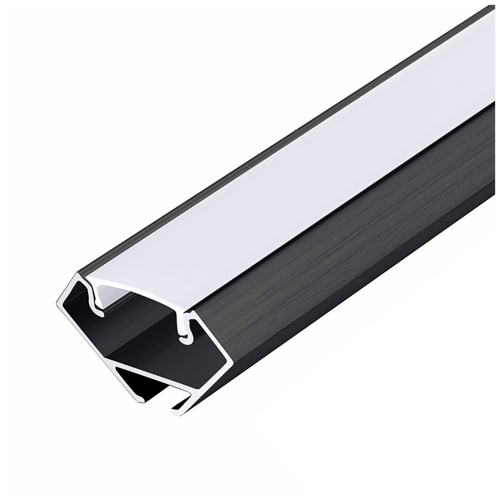 Angular profile N01 black + milky cover 1m Kobi