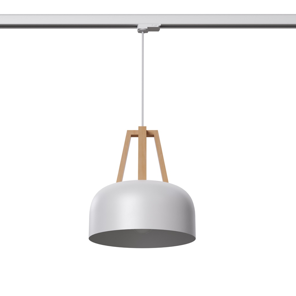 Lampada a sospensione CASCO bianco/legno naturale E27