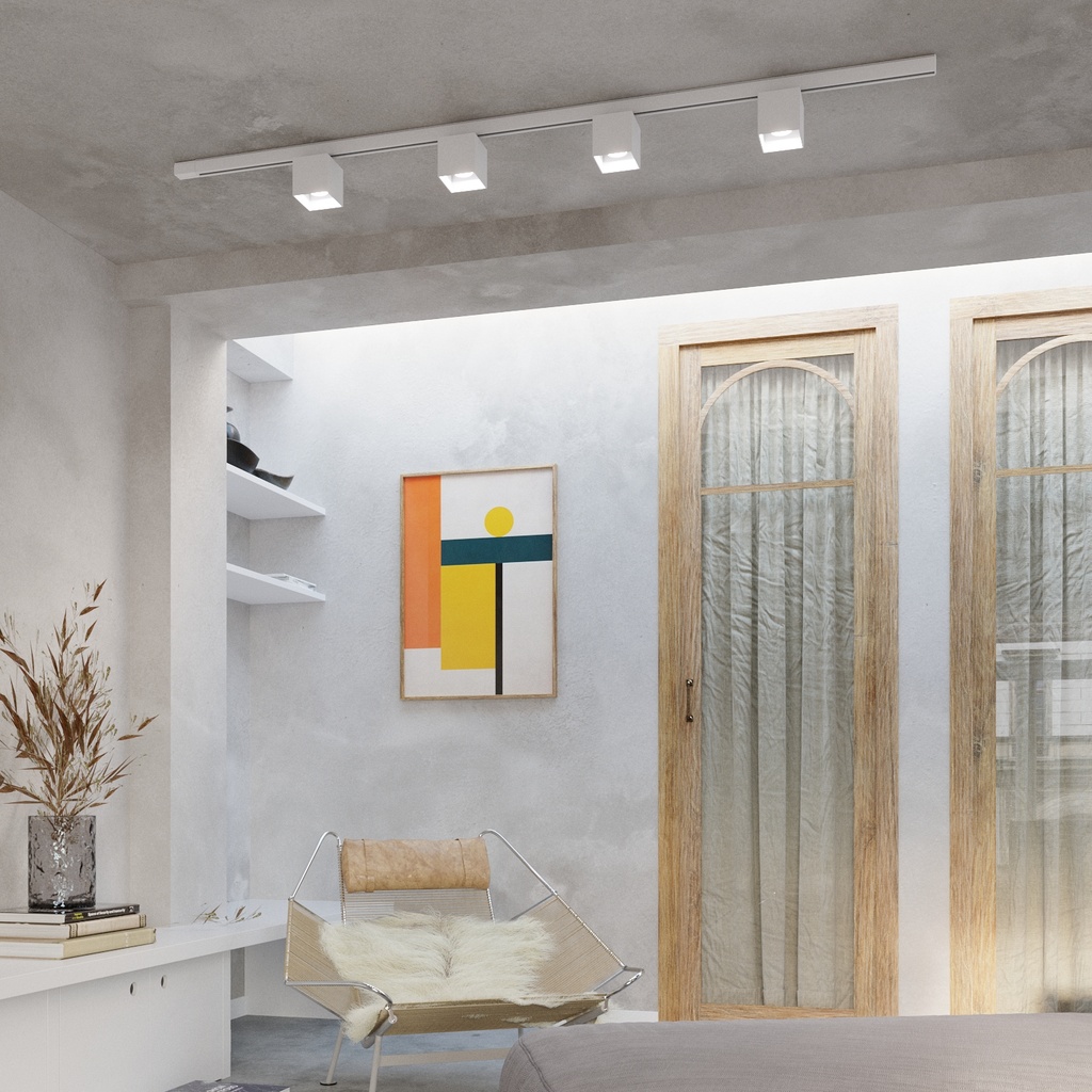 Illuminazione a binario trifase a soffitto QUAD — 4 punti luce