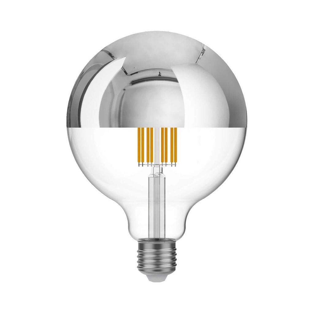 [BB-A05] Lampadina LED Mezza Sfera Argento Globo G125 7W 650Lm E27 2700K Dimmerabile - A05