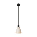 Lampada a sospensione con paralume conico in legno – Senza lampadina, Nero