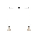 2-drop pendant lamp with wooden conical lampshades – Without bulb, Black
