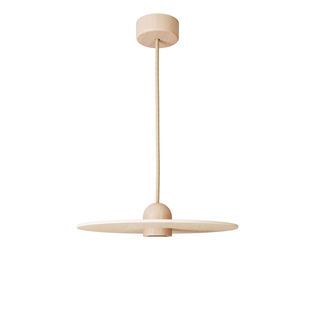 [PDL2117RN06LPWUFONAT] Pendelleuchte Wood mit Textilkabel und UFO-Lampenschirm (Ohne Leuchtmittel)