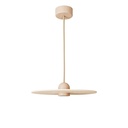 Wood suspension lamp with fabric cable and UFO lampshade – Without bulb