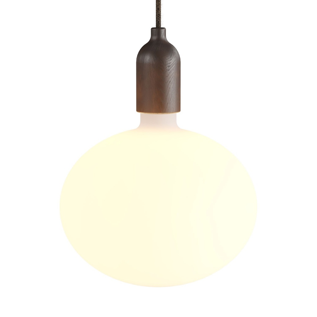[PDL14RN04] Pendant light with fabric cable and wood finishing (Without bulb, Wengé effect)