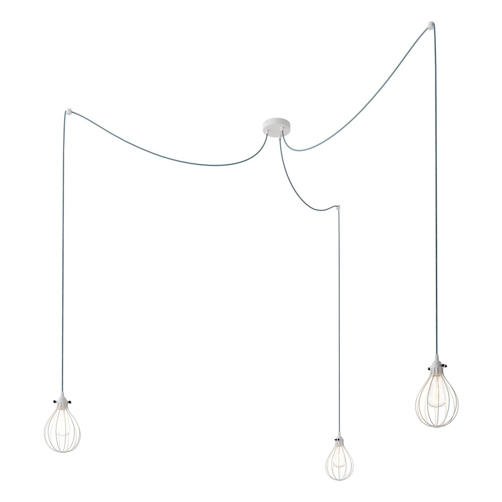 [SPM3VBORC53DCGPAM] SPIDER - Lampada a sospensione a 3 cadute con paralume Drop (No, Senza lampadina, Bianco)