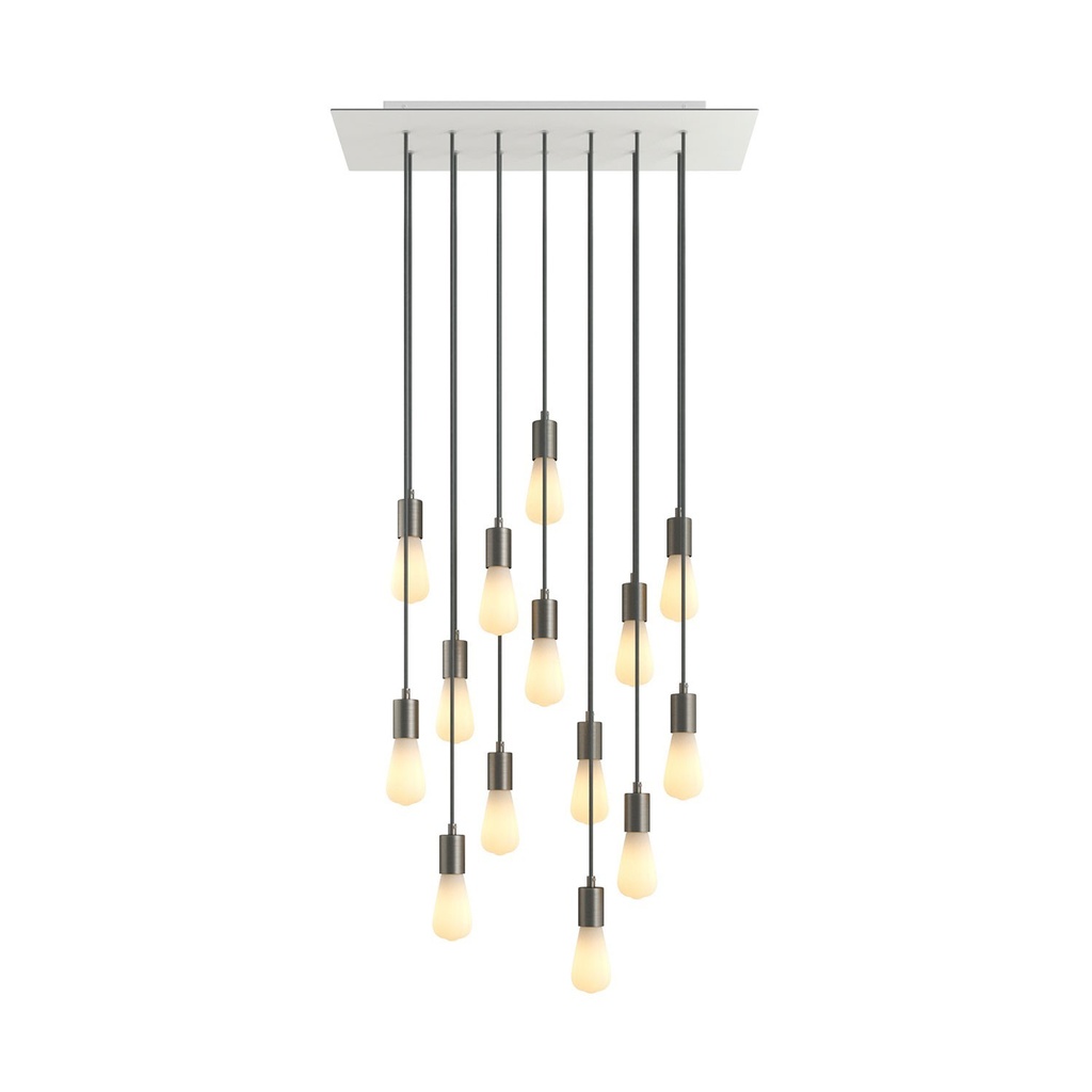Pendelleuchte mit 14 Abhängungen mit XXL Rose-One Rechteck 675 mm – Ohne Leuchtmittel, Mattweiß