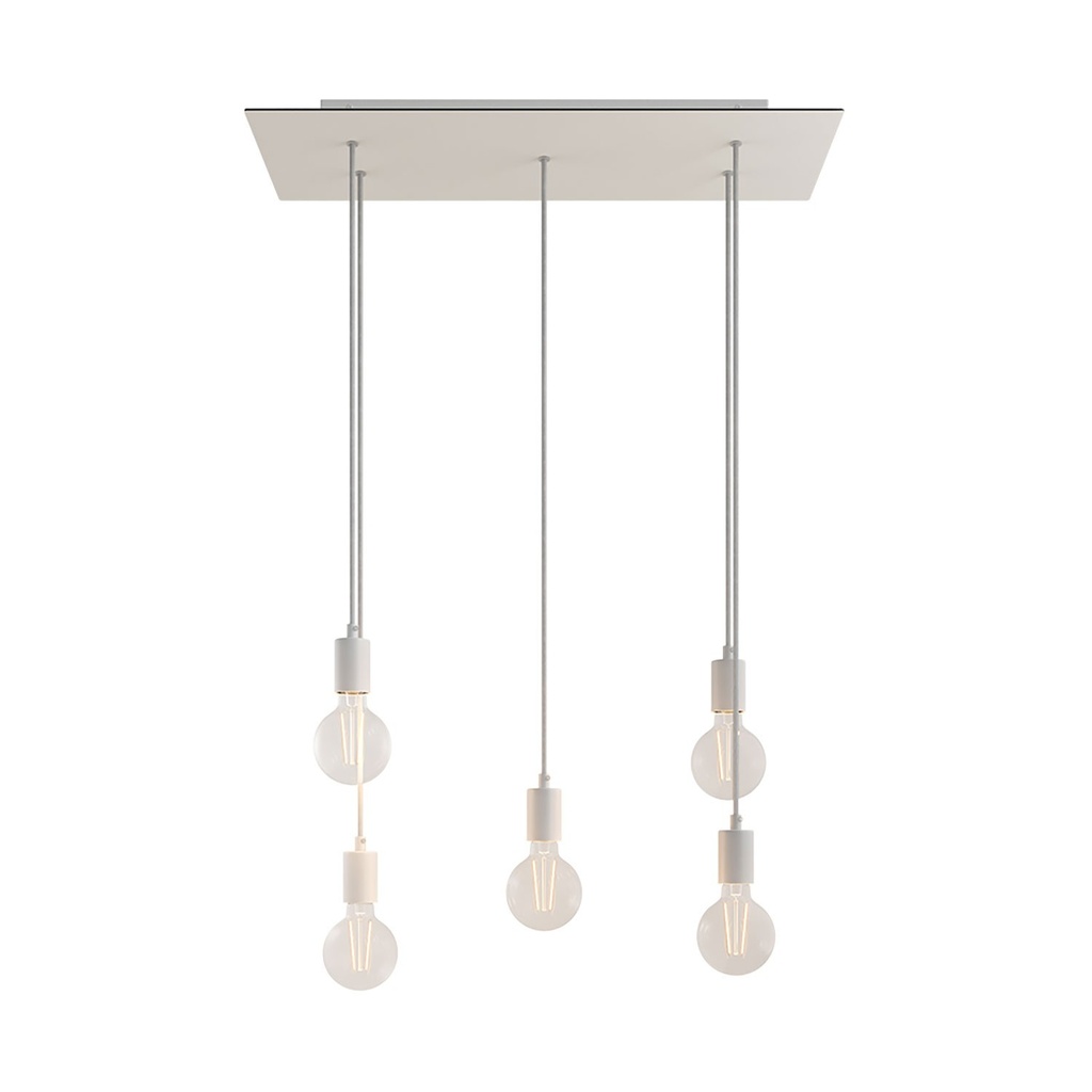 [SPM5REVBO102VBOSERM1RM01] Suspension à 5 luminaires avec Rose-One XXL rectangulaire 675 mm (Sans ampoule, Blanc mat)