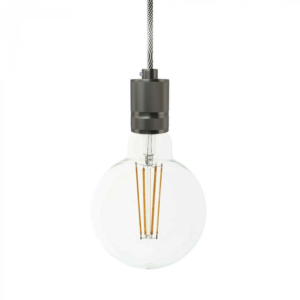[PDMTISKBRERM64SERM1] Suspension avec câble textile et douille en aluminium moleté (Standard, Sans ampoule, Titane satiné)