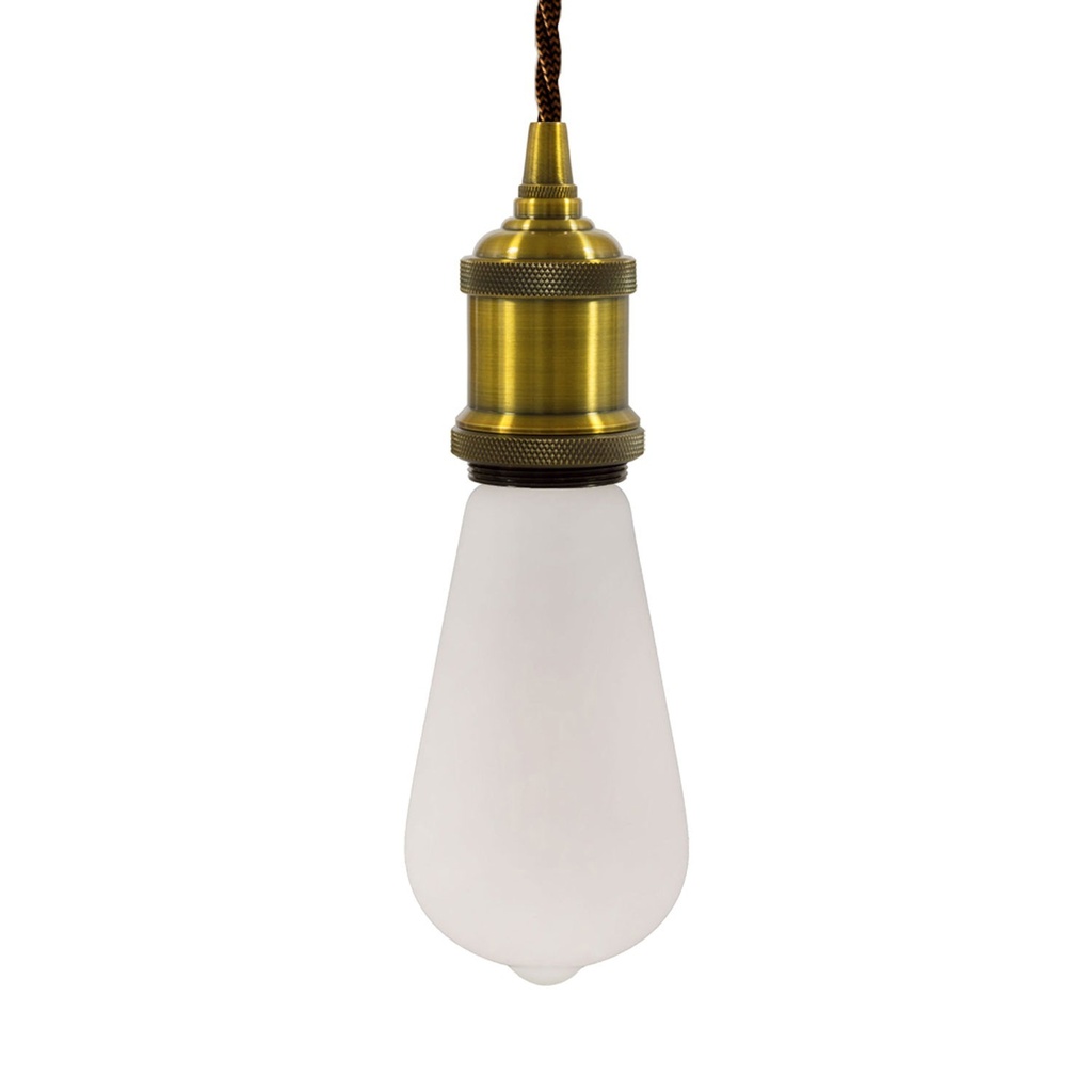 Pendant lamp with twisted fabric cable and aluminum lamp holder – No, Without bulb, Brushed bronze