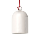 Pendant lamp with textile cable and Mini Campana XS ceramic lampshade – Standard, Without bulb, Glossy white