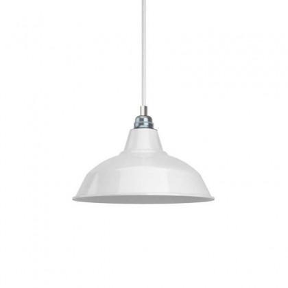 [PDMCRRC01KPAM10VBL] Suspension avec câble textile, abat-jour Bistrot et détails en métal (Non, Sans ampoule, Blanc)