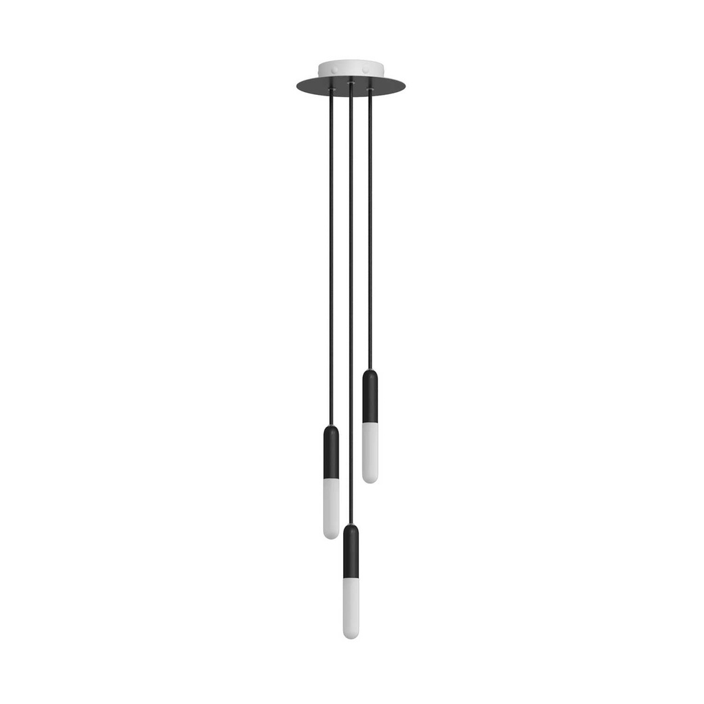 [SPM3R20103E14VNRM04] Sospensione a 3 cadute P-Light e Rose-One 200mm (Senza lampadina, Nero)