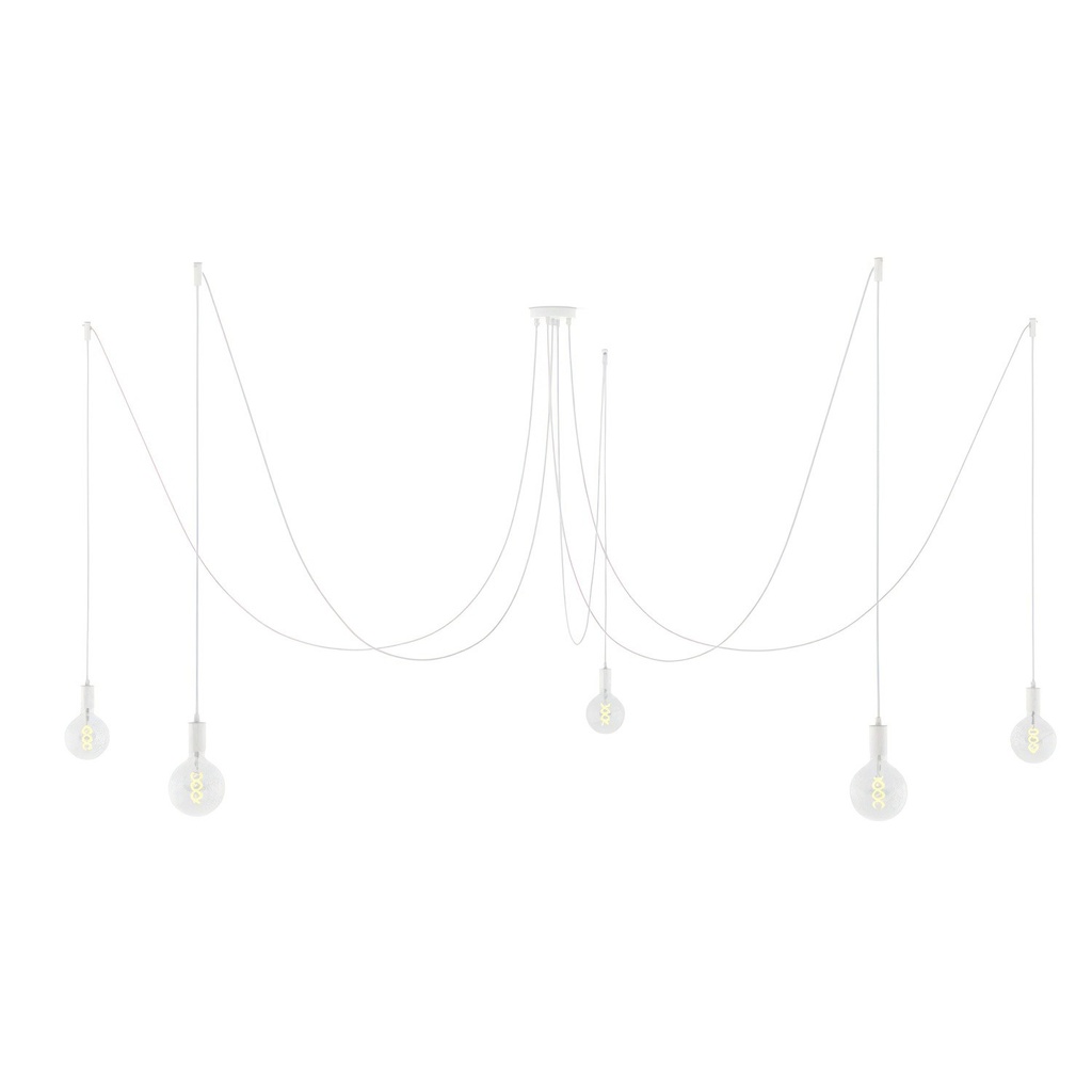 [SPMDCS01VB5RM01TERP] SPIDER - Lampada a sospensione multipla a 5 cadute (Senza lampadina, Bianco)