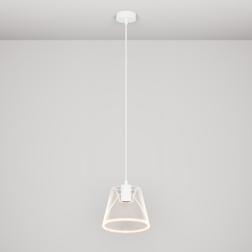 Suspension avec ampoule Ghost conique – Blanc
