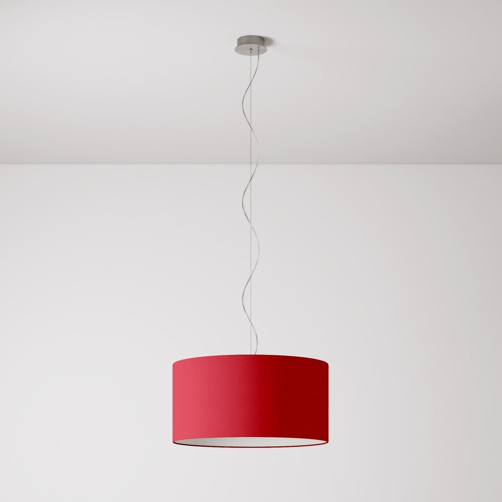 Hängelampe Cilindro Medium – Ohne Leuchtmittel, Rotes Textil, Ohne Diffusor