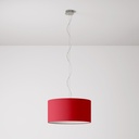 Hängelampe Cilindro Medium – Ohne Leuchtmittel, Rotes Textil, Ohne Diffusor