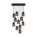 Lampada a sospensione a 11 luci con Rose-One rettangolare 675 mm e paralume Ghostbell – Senza lampadina, Dibond nero opaco