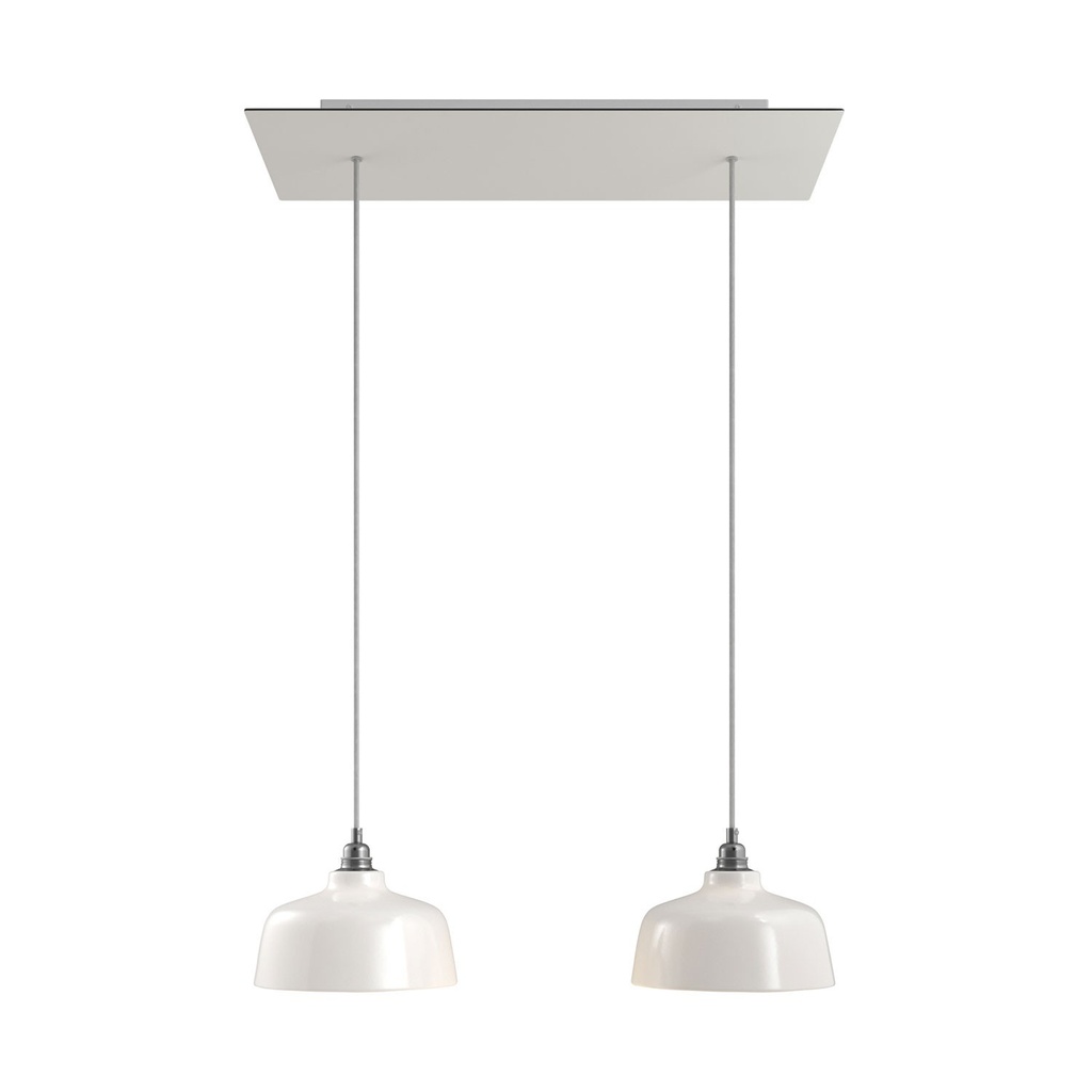 2-light pendant lamp with XXL Rose-One 675 mm and Coppa lampshade – Without bulb, Matt white