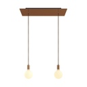 Suspension à 2 descentes avec Rose-One rectangulaire 675 mm – Sans ampoule, Cuivre satiné