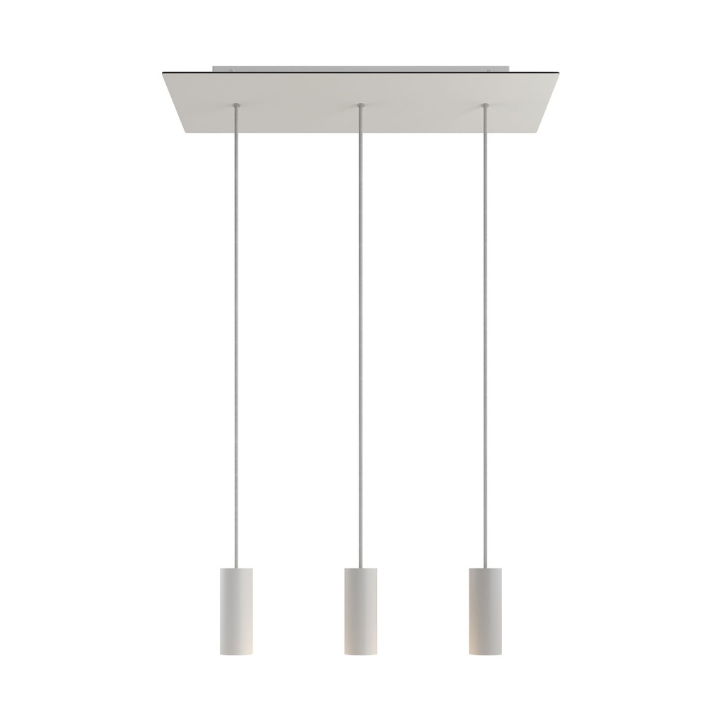 Lampada a sospensione a 3 cadute XXL Rose-One 675 mm con paralume Tub-E14 – Senza lampadina, Bianco opaco