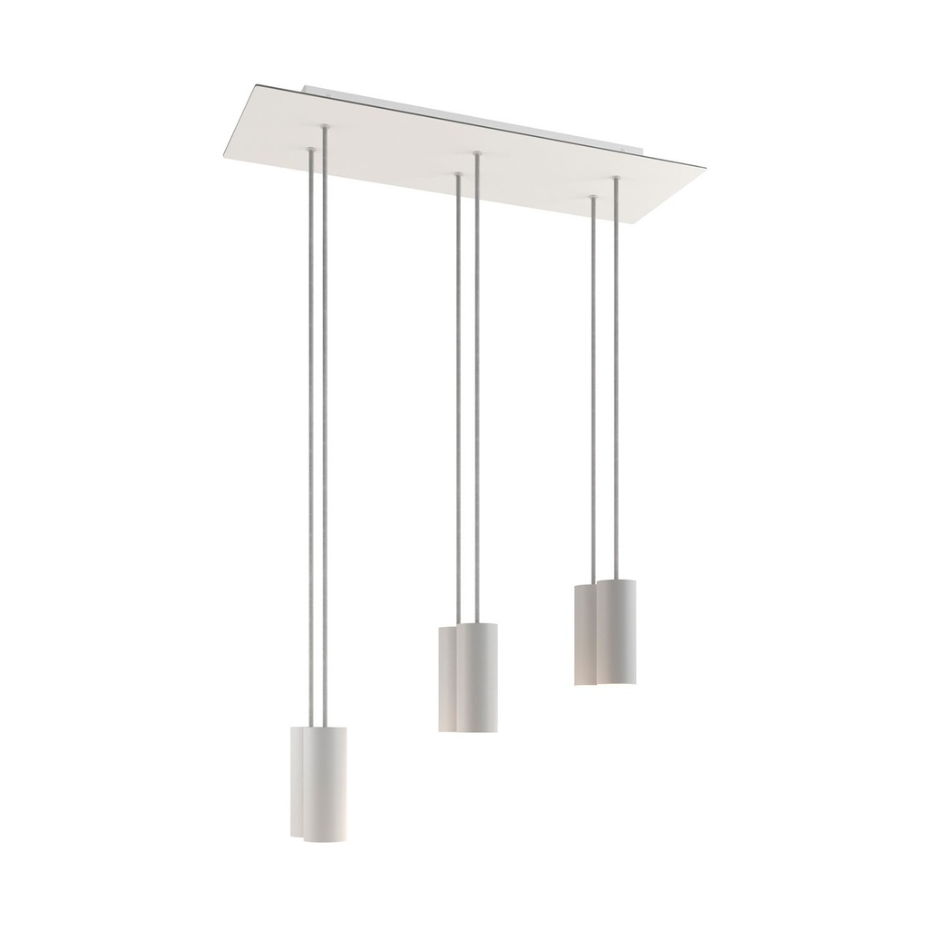 [SPM6REVBO102KSPOTME14VBORM01] Lampada a sospensione a 6 luci con rosone Rose-One XXL rettangolare da 675 mm e paralumi Tub-E14 in metallo (Senza lampadina, Bianco opaco)